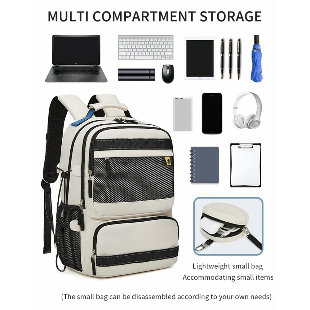 2287 Men's Travel Backpack Nylon Dual Shoulders Bag Large Laptop Bag - Beige 2287 Men's Travel Backpack Nylon Dual Shoulders Bag Large Laptop Bag - Beige